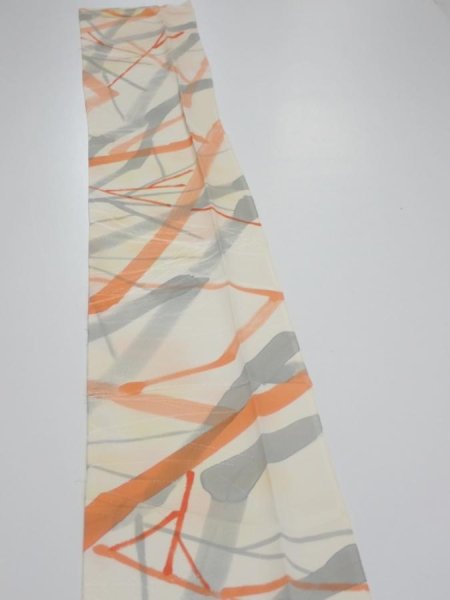 Photo3: 3G09z40  Japanese Kimono Silk  FABRIC Branch Light yellow 64.6x6.7 (3)