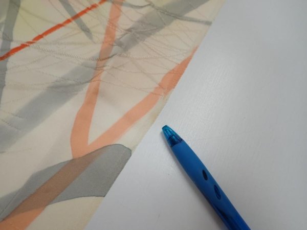 Photo9: 3G09z40  Japanese Kimono Silk  FABRIC Branch Light yellow 64.6x6.7 (9)