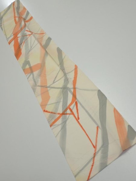 Photo1: 3G10z30  Japanese Kimono Silk  FABRIC Branch Light yellow 36.6x6.7 (1)