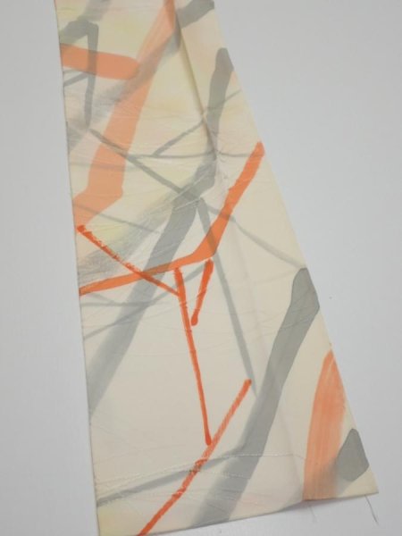 Photo3: 3G10z30  Japanese Kimono Silk  FABRIC Branch Light yellow 36.6x6.7 (3)