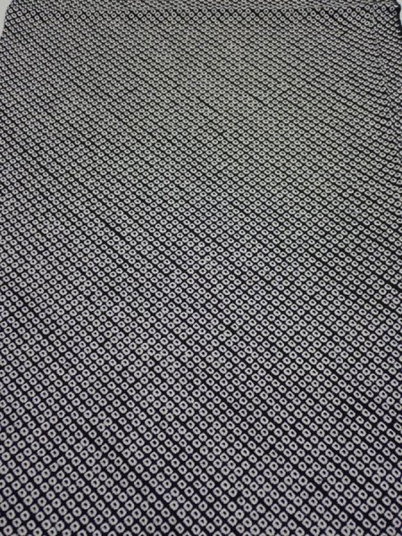 Photo2: 3G01z50  Japanese Kimono Silk  FABRIC Shibori Black 42.5x15.0 (2)