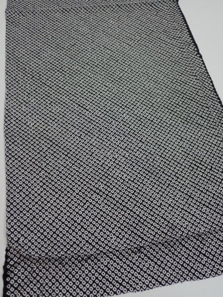 Photo3: 3G01z50  Japanese Kimono Silk  FABRIC Shibori Black 42.5x15.0 (3)