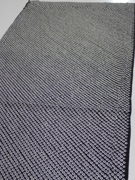 Photo4: 3G01z50  Japanese Kimono Silk  FABRIC Shibori Black 42.5x15.0 (4)