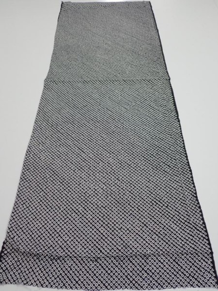 Photo5: 3G02z50  Japanese Kimono Silk  FABRIC Shibori Black 42.5x15.0 (5)