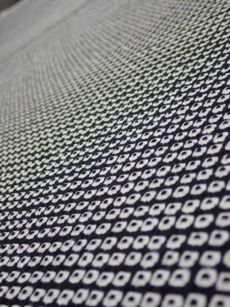 Photo1: 3G03z80  Japanese Kimono Silk  FABRIC Shibori Black 67.7x15.0 (1)