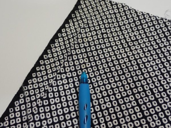 Photo6: 3G03z80  Japanese Kimono Silk  FABRIC Shibori Black 67.7x15.0 (6)