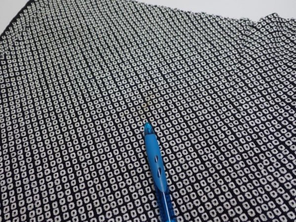 Photo7: 3G03z80  Japanese Kimono Silk  FABRIC Shibori Black 67.7x15.0 (7)