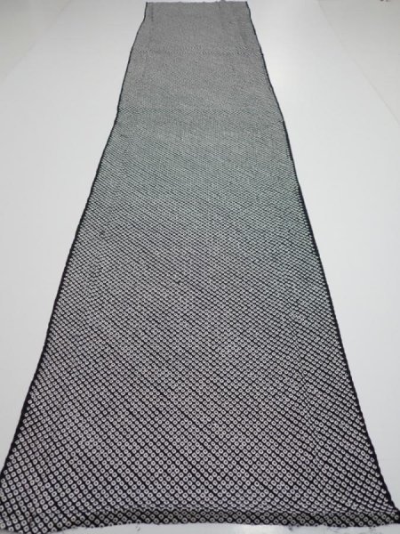 Photo5: 3G05z80  Japanese Kimono Silk  FABRIC Shibori Black 68.5x15.2 (5)