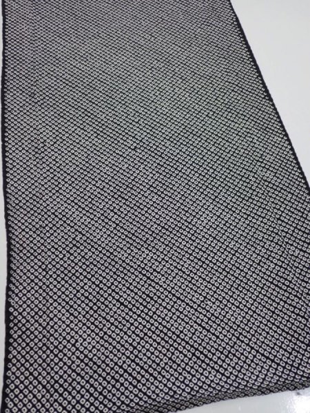 Photo3: 3G06z80  Japanese Kimono Silk  FABRIC Shibori Black 68.5x15.2 (3)