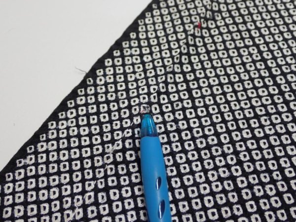 Photo6: 3G06z80  Japanese Kimono Silk  FABRIC Shibori Black 68.5x15.2 (6)