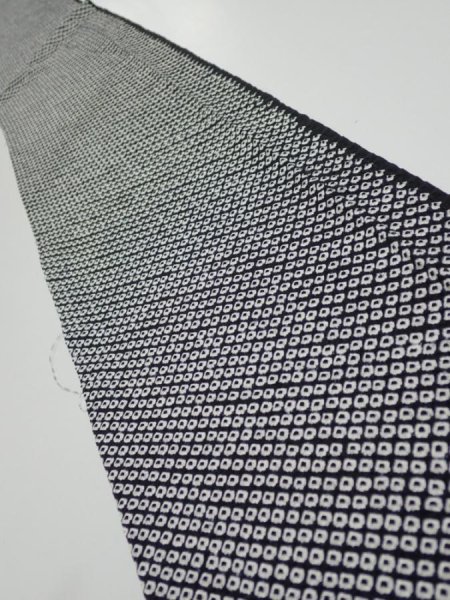 Photo1: 3G08z40  Japanese Kimono Silk  FABRIC Shibori Black 62.2x7.5 (1)