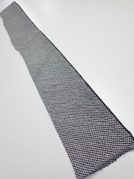 Photo4: 3G08z40  Japanese Kimono Silk  FABRIC Shibori Black 62.2x7.5 (4)