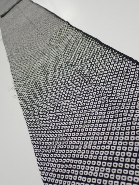 Photo1: 3G09z50  Japanese Kimono Silk  FABRIC Shibori Black 85.8x7.5 (1)