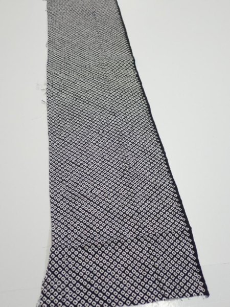 Photo2: 3G09z50  Japanese Kimono Silk  FABRIC Shibori Black 85.8x7.5 (2)