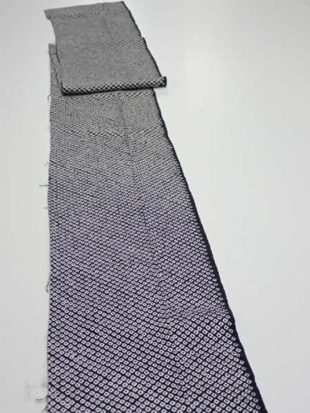 Photo3: 3G09z50  Japanese Kimono Silk  FABRIC Shibori Black 85.8x7.5 (3)