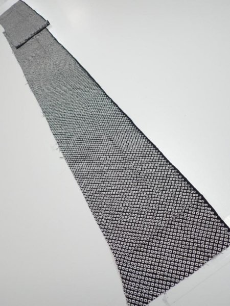 Photo5: 3G09z50  Japanese Kimono Silk  FABRIC Shibori Black 85.8x7.5 (5)