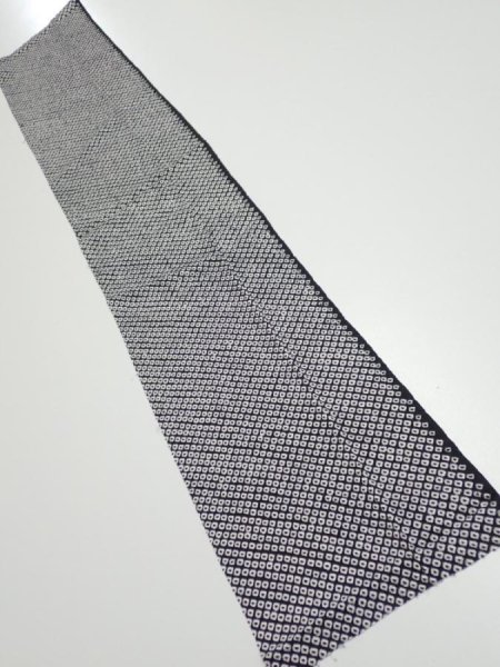 Photo1: 3G10z30  Japanese Kimono Silk  FABRIC Shibori Black 40.2x7.5 (1)