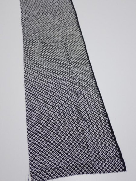 Photo4: 3G10z30  Japanese Kimono Silk  FABRIC Shibori Black 40.2x7.5 (4)