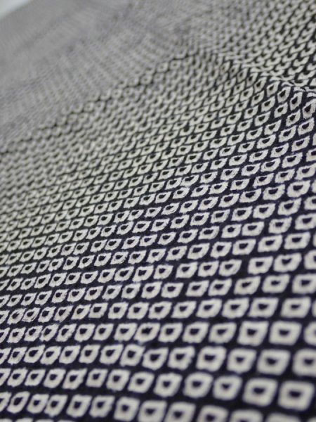 Photo5: 3G10z30  Japanese Kimono Silk  FABRIC Shibori Black 40.2x7.5 (5)