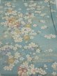 Photo1: 3G01z60  Japanese Kimono Silk  FABRIC Sakura Dull light blue 43.3x15.0 (1)