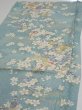 Photo3: 3G01z60  Japanese Kimono Silk  FABRIC Sakura Dull light blue 43.3x15.0 (3)