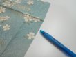 Photo6: 3G02z60  Japanese Kimono Silk  FABRIC Sakura Dull light blue 43.3x15.0 (6)