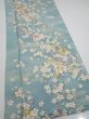 Photo2: 3G05z90  Japanese Kimono Silk  FABRIC Sakura Dull light blue 64.6x15.0 (2)
