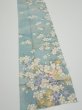 Photo2: 3G09z50  Japanese Kimono Silk  FABRIC Sakura Dull light blue 77.2x7.5 (2)