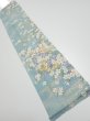 Photo1: 3G10z30  Japanese Kimono Silk  FABRIC Sakura Dull light blue 36.2x7.5 (1)