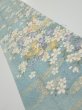 Photo2: 3G10z30  Japanese Kimono Silk  FABRIC Sakura Dull light blue 36.2x7.5 (2)