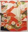 Photo1: 5507T14z960 Vintage Japanese Kimono Silk FURISODE Chrysanthemum Orangered (1)