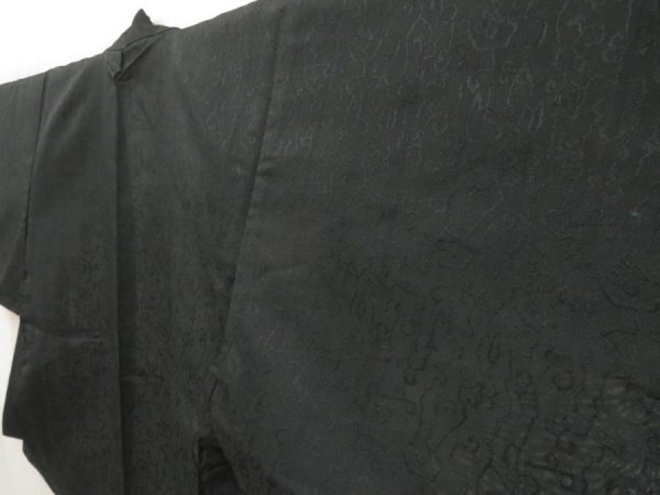 Photo3: 5507T01z210 Vintage Japanese Kimono Silk See through HAORI  Black (3)
