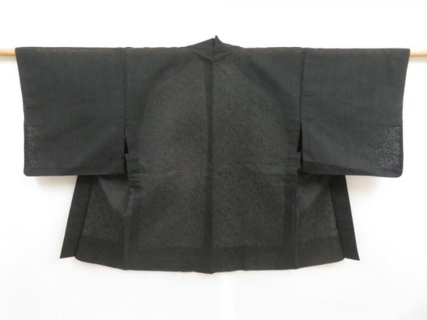 Photo6: 5507T01z210 Vintage Japanese Kimono Silk See through HAORI  Black (6)