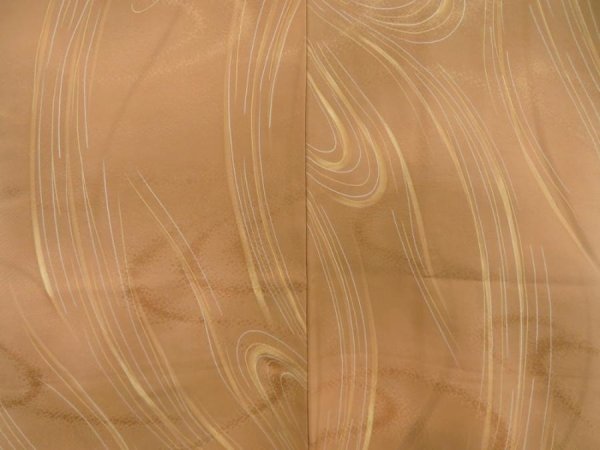 Photo3: 5507T02z440 Vintage Japanese Kimono Silk HAORI Stream Light brown (3)
