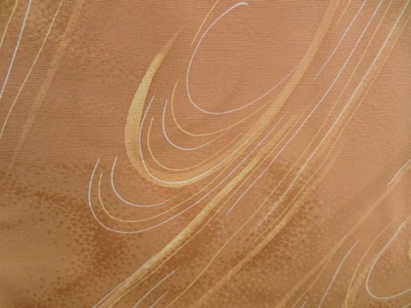 Photo4: 5507T02z440 Vintage Japanese Kimono Silk HAORI Stream Light brown (4)