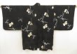 Photo1: 5507T06z390 Vintage Japanese Kimono Silk DOCHUGI Flower Black (1)