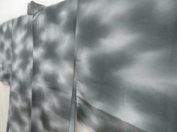 Photo2: 5507T07z620 Vintage Japanese Kimono Silk HAORI  Gray (2)