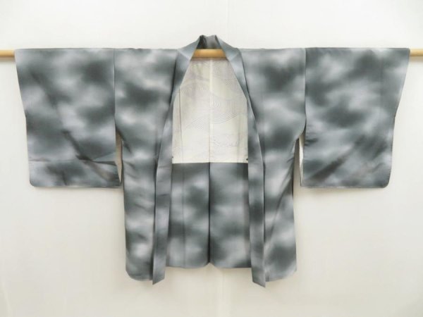 Photo5: 5507T07z620 Vintage Japanese Kimono Silk HAORI  Gray (5)