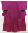 Photo1: 5507T10z790 Vintage Japanese Kimono Silk TSUMUGI Plain Pink-Purple (1)