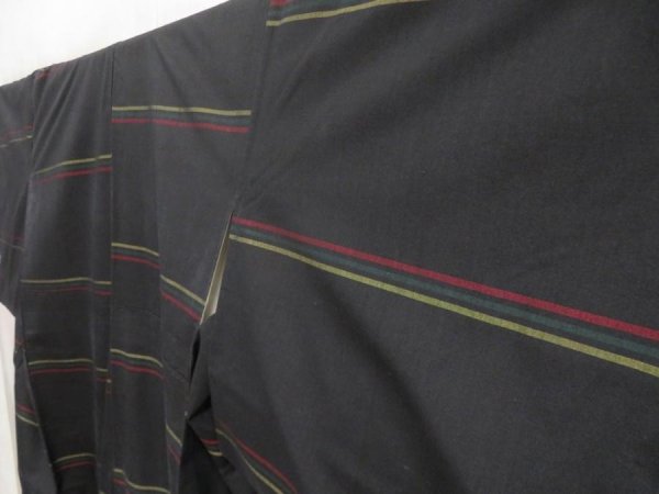 Photo2: 5507T11z810 Vintage Japanese Kimono Silk TSUMUGI  Lamp black (2)