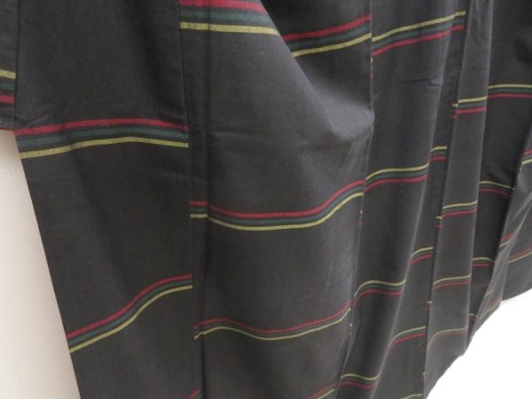 Photo3: 5507T11z810 Vintage Japanese Kimono Silk TSUMUGI  Lamp black (3)