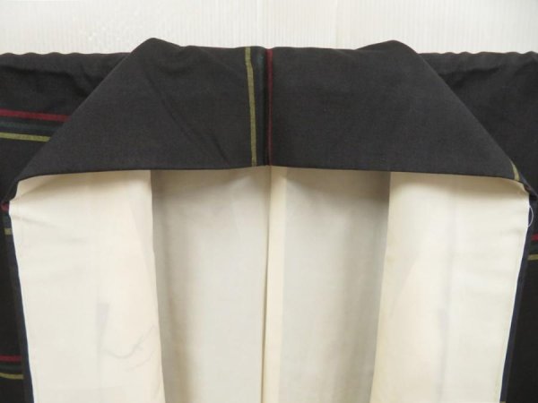 Photo7: 5507T11z810 Vintage Japanese Kimono Silk TSUMUGI  Lamp black (7)