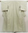 Photo1: 5507T12z730 Vintage Japanese Kimono Silk TSUMUGI  Smoky white (1)