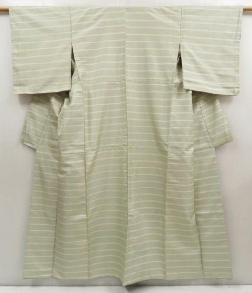 Photo1: 5507T12z730 Vintage Japanese Kimono Silk TSUMUGI  Smoky white (1)