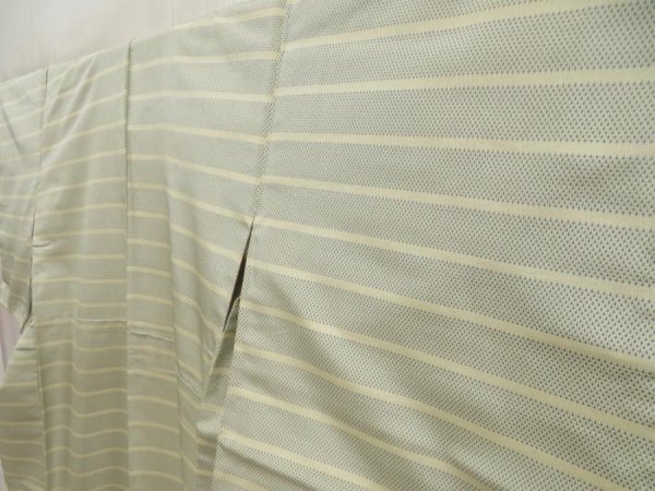 Photo2: 5507T12z730 Vintage Japanese Kimono Silk TSUMUGI  Smoky white (2)