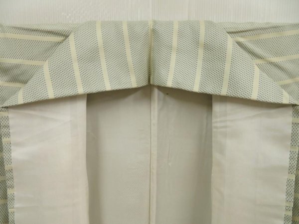 Photo7: 5507T12z730 Vintage Japanese Kimono Silk TSUMUGI  Smoky white (7)