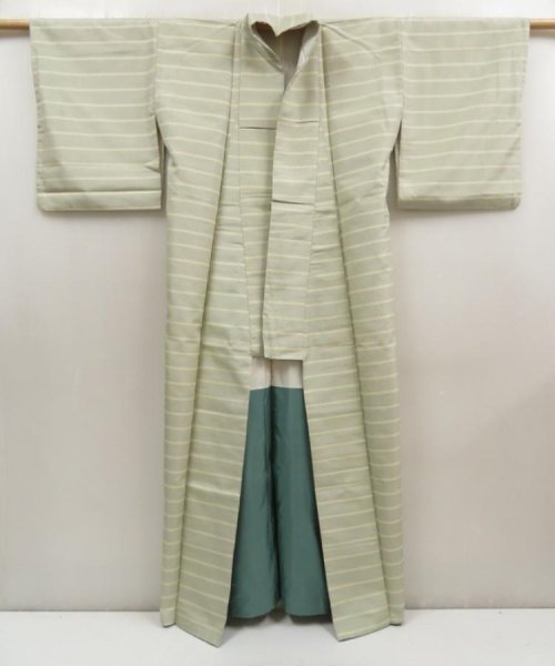 Photo8: 5507T12z730 Vintage Japanese Kimono Silk TSUMUGI  Smoky white (8)