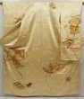 Photo1: 5507T12z1180 Vintage Japanese Kimono Silk FURISODE Makimono Straw yellow (1)