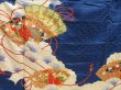 Photo8: 5507T13z950 Vintage Japanese Kimono Silk FURISODE Folding fan Dark blue (8)