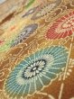 Photo4: 3K02z70  Japanese Kimono Crepe Silk  FABRIC Flowers Yellow-Brown 39.4x14.0 (4)